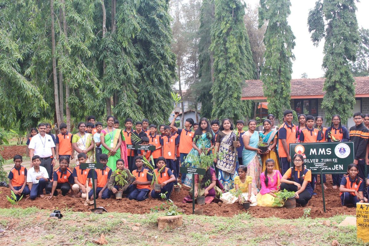 Students, teachers and staff gathered together after a tree-planting day