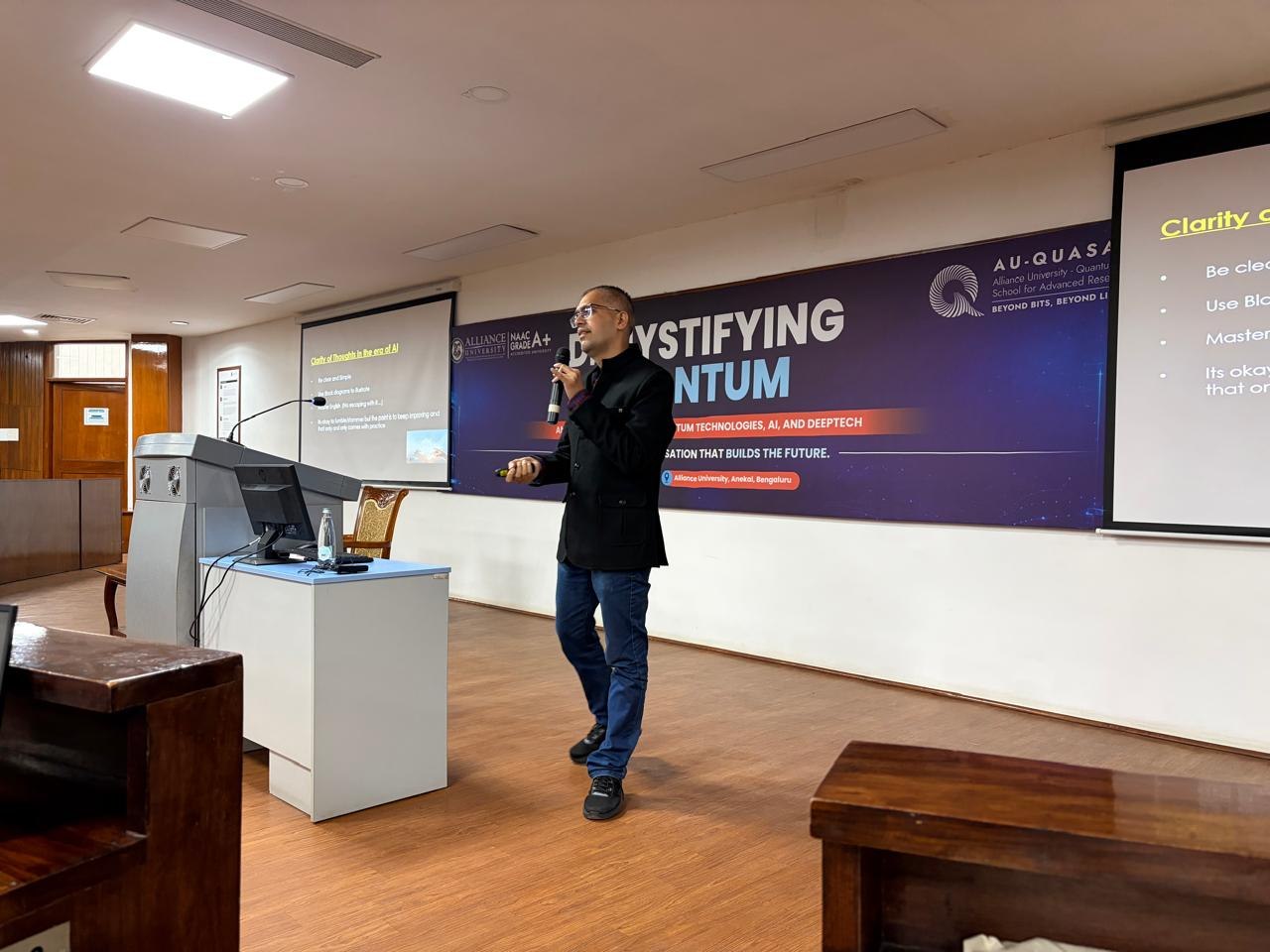 Resource person presenting at Demystifying Quantum, Alliance University, Anekal, Bengaluru