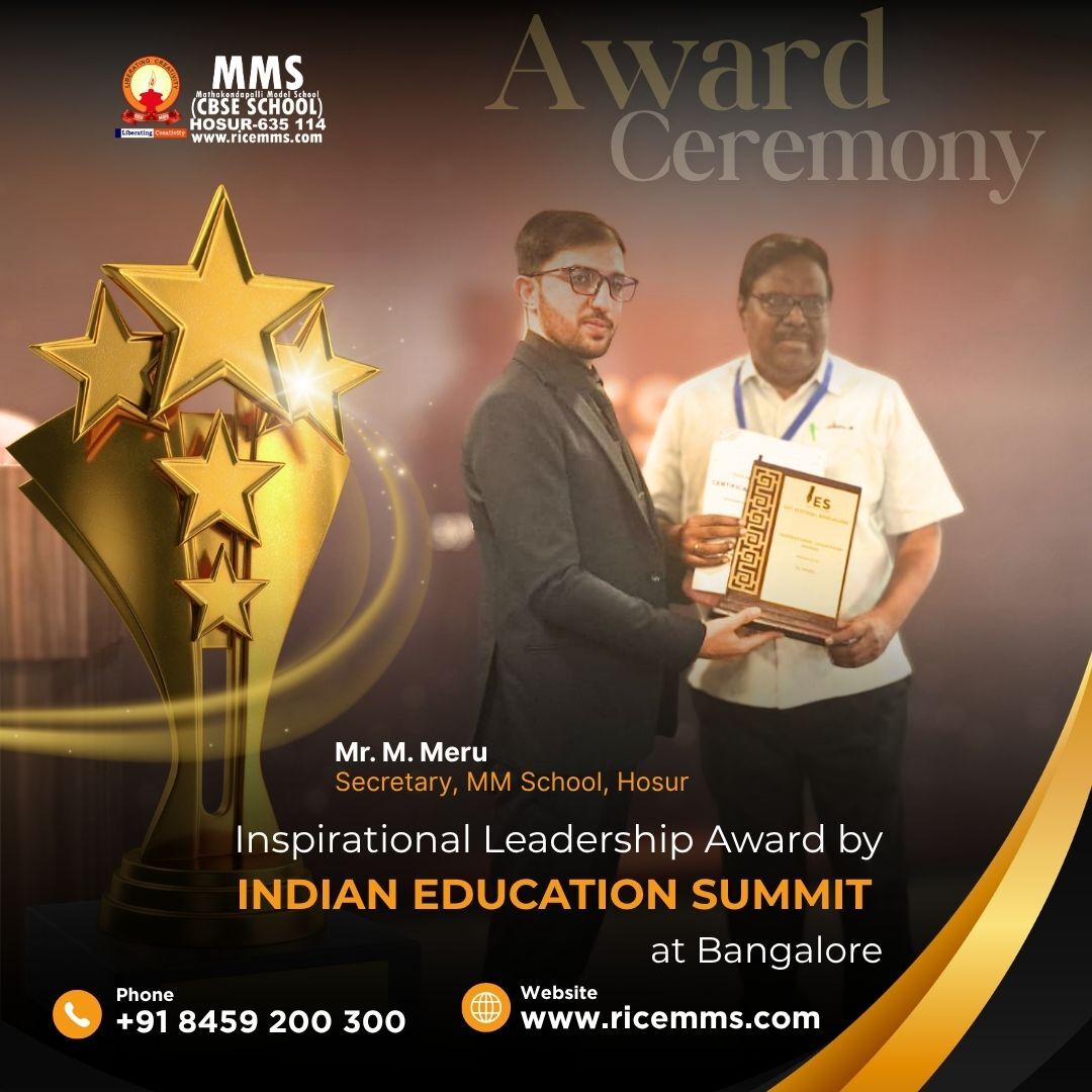 Mr. M. Meru receiving the Inspirational Leadership Award from the Indian Education Summit at Bangalore