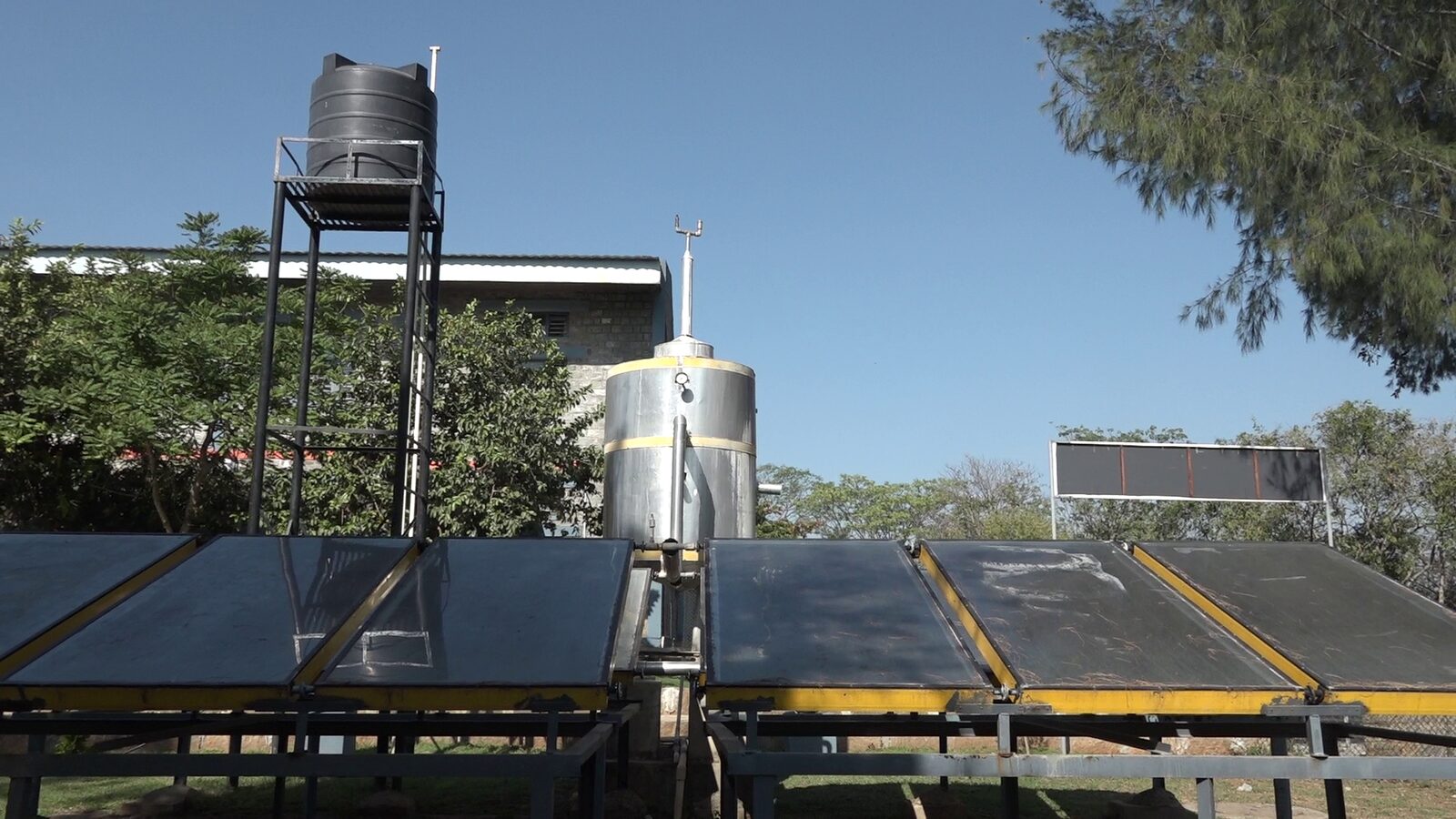 Solar water heating panels serving the hostel