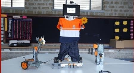 Student built humanoid robot