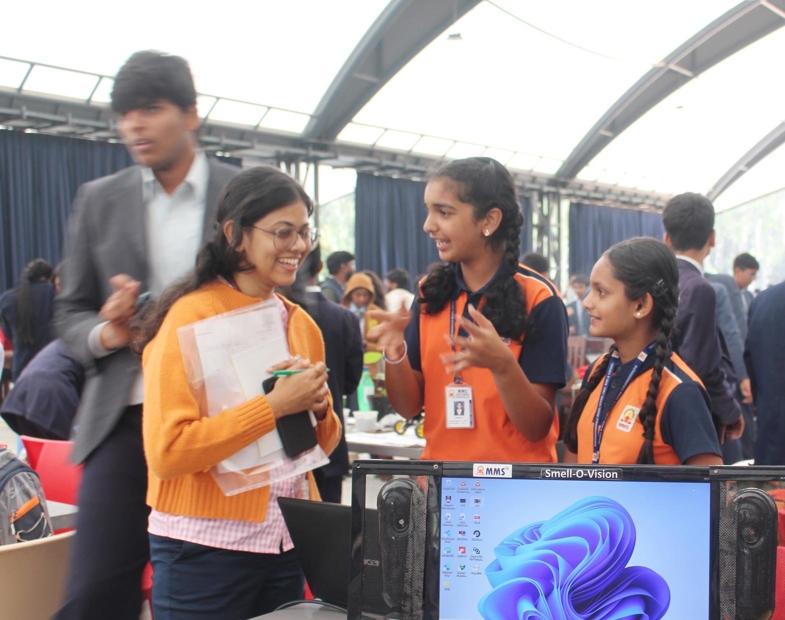 Students presenting their Smell-O-Vision project