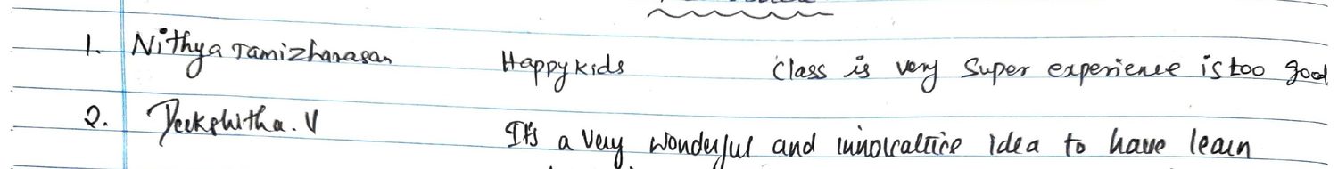 Handwritten VR Lab feedback note