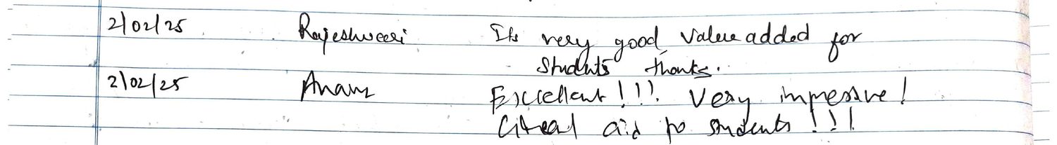 Handwritten VR Lab feedback note