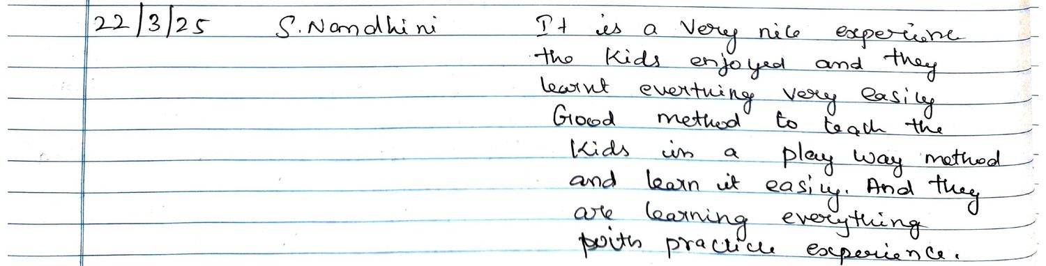 Handwritten VR Lab feedback note
