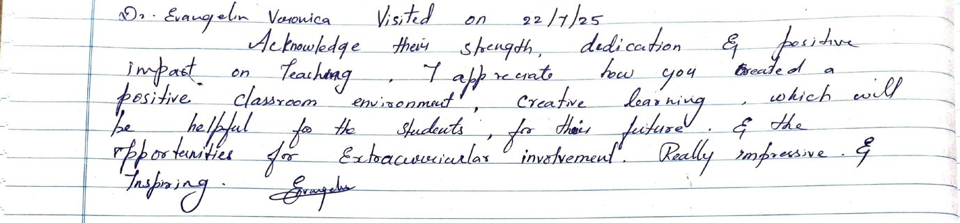 Handwritten VR Lab feedback note