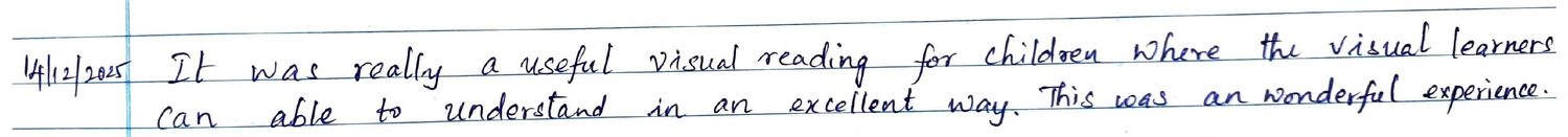 Handwritten VR Lab feedback note