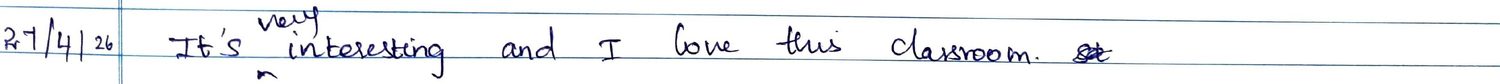 Handwritten VR Lab feedback note