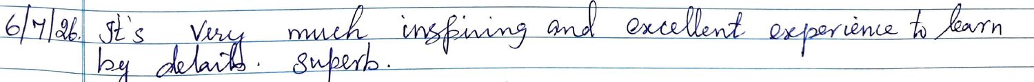Handwritten VR Lab feedback note